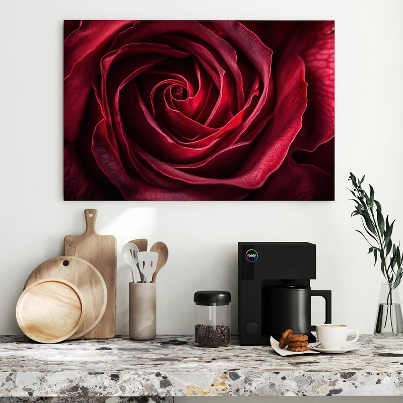 Metall Magnettafel - Tiefrote Rosenblüte