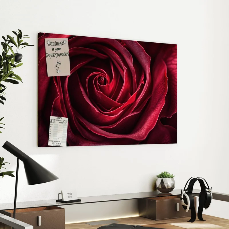 Metall Magnettafel - Tiefrote Rosenblüte