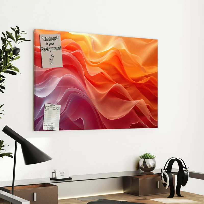 Metall Magnettafel - Orange Seidenfalten