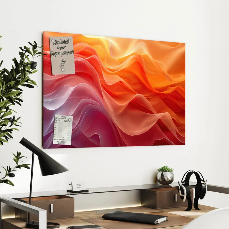 Metall Magnettafel - Orange Seidenfalten