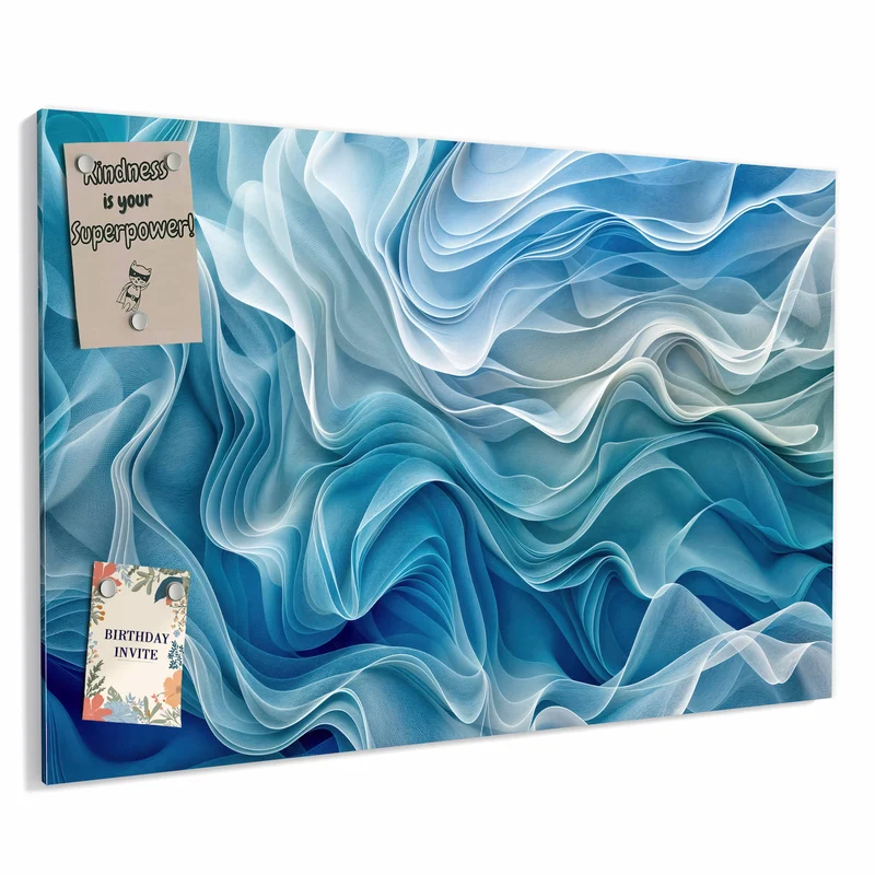 Metall Magnettafel - Wellen in Blau