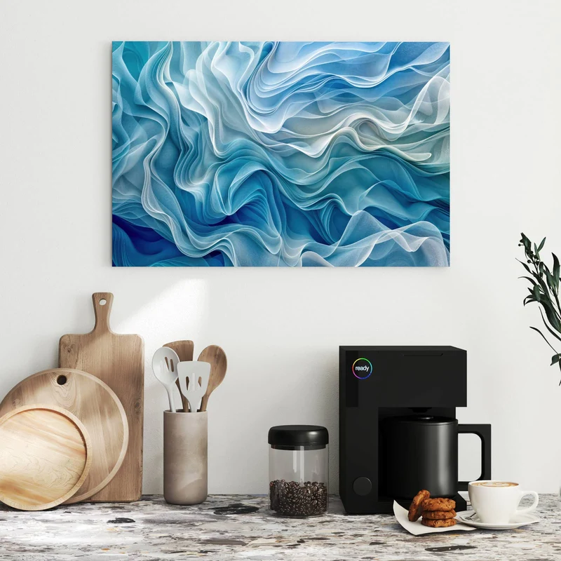 Metall Magnettafel - Wellen in Blau