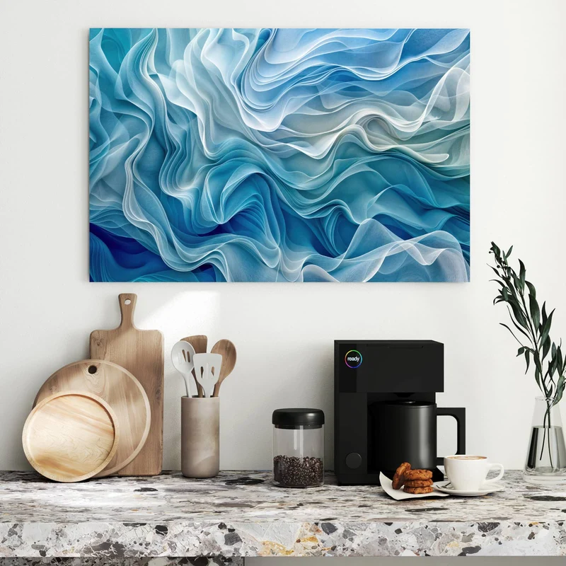 Metall Magnettafel - Wellen in Blau