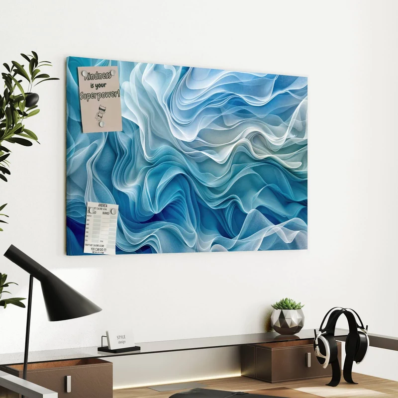 Metall Magnettafel - Wellen in Blau