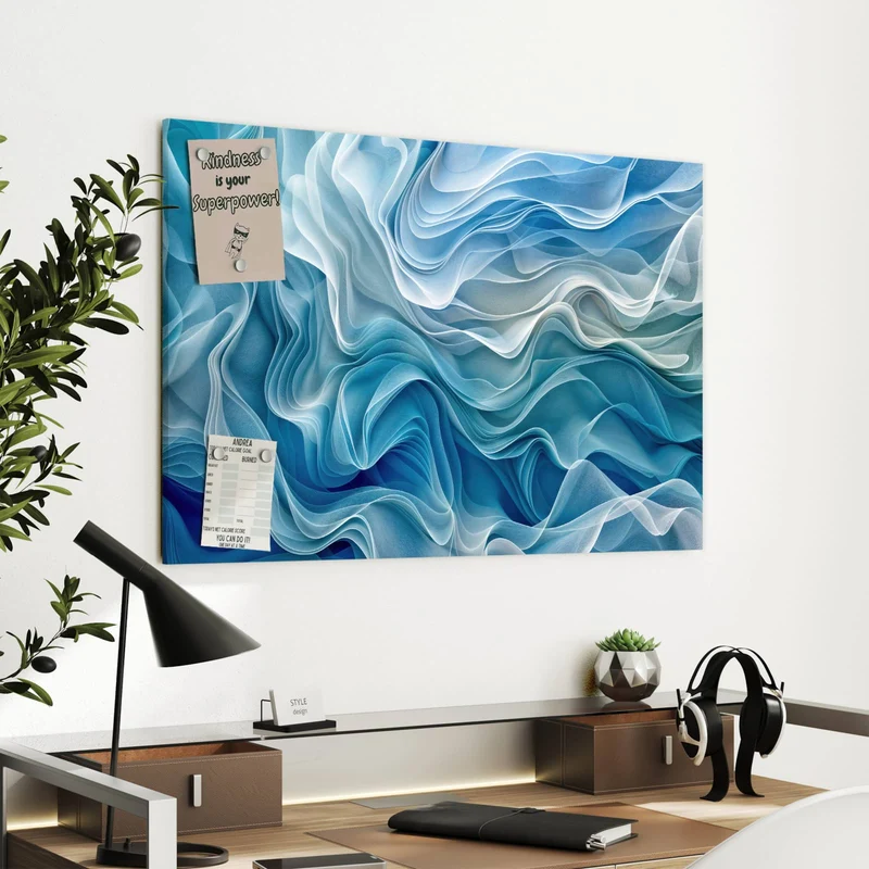 Metall Magnettafel - Wellen in Blau