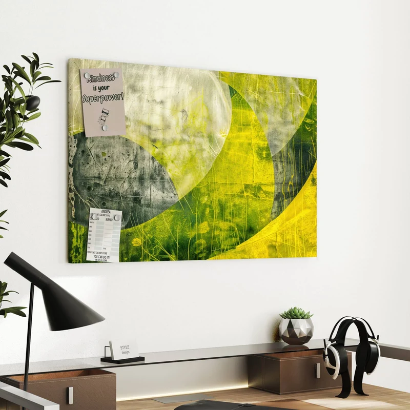 Metall Magnettafel - Gelbgrüne Formen