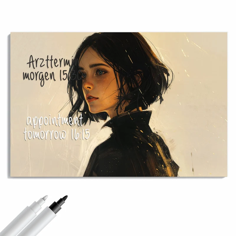 Metall Magnettafel - Frau mit dunklem Bob