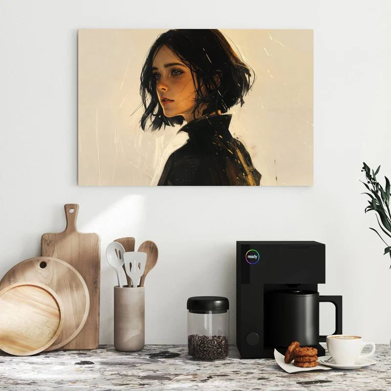 Metall Magnettafel - Frau mit dunklem Bob