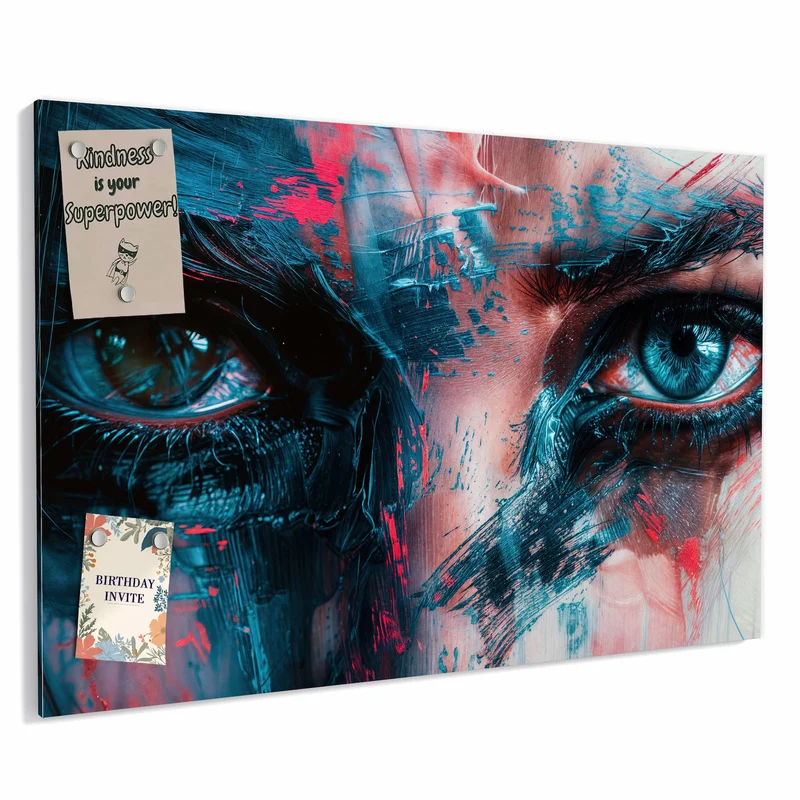 Metall Magnettafel - Auge in Blau und Rot