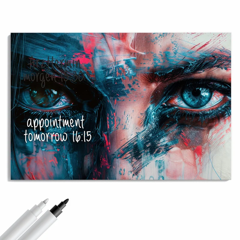 Metall Magnettafel - Auge in Blau und Rot