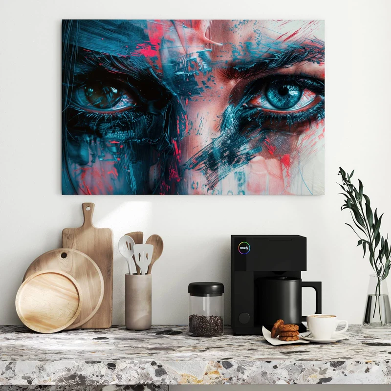 Metall Magnettafel - Auge in Blau und Rot