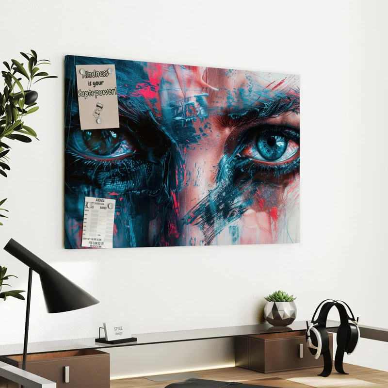 Metall Magnettafel - Auge in Blau und Rot