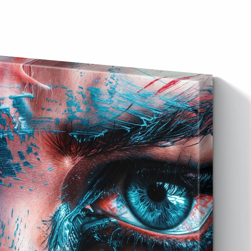 Metall Magnettafel - Auge in Blau und Rot
