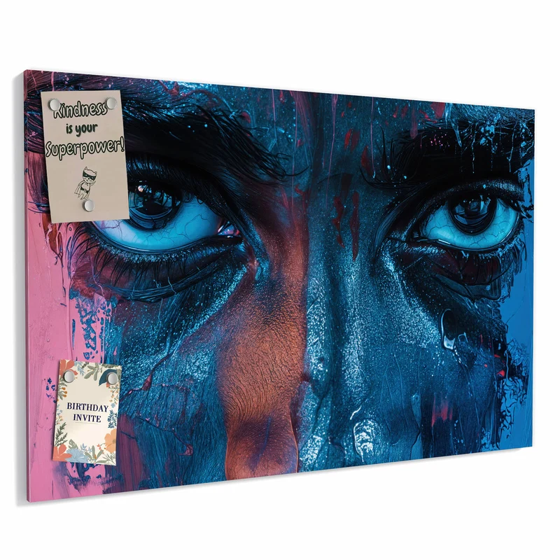 Metall Magnettafel - Gemaltes Auge in Blau
