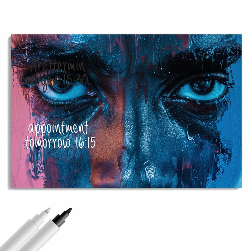 Metall Magnettafel - Gemaltes Auge in Blau