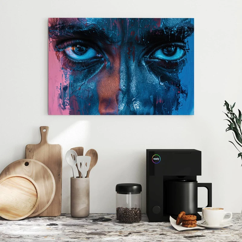 Metall Magnettafel - Gemaltes Auge in Blau