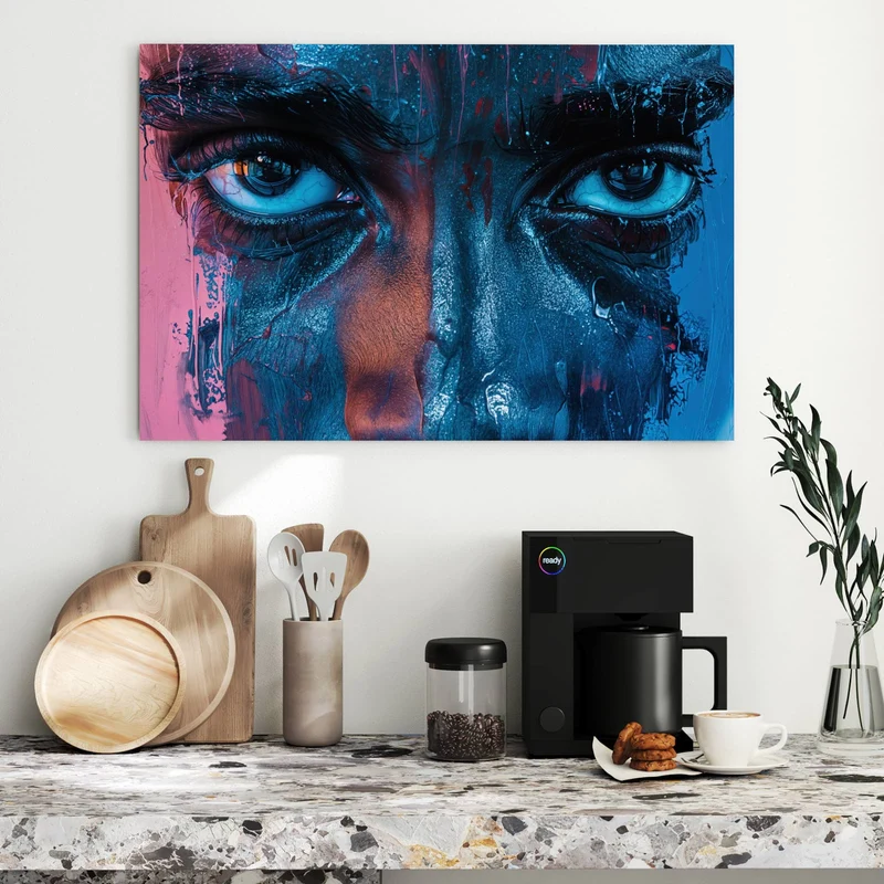 Metall Magnettafel - Gemaltes Auge in Blau