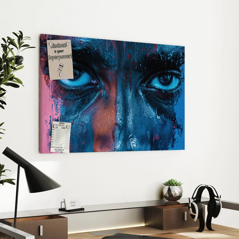 Metall Magnettafel - Gemaltes Auge in Blau
