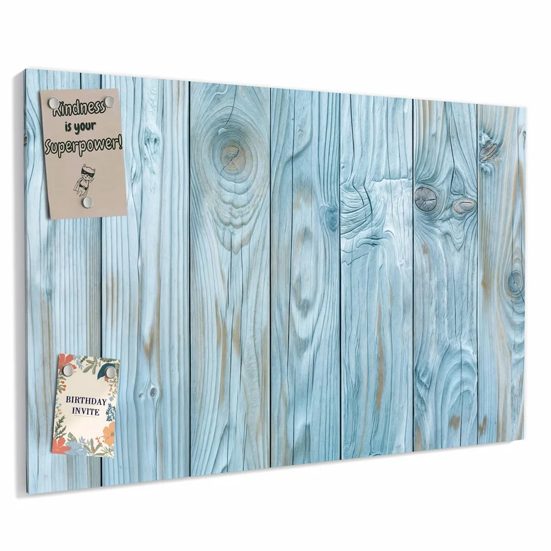 Metall Magnettafel - Hellblaue Holzbretter