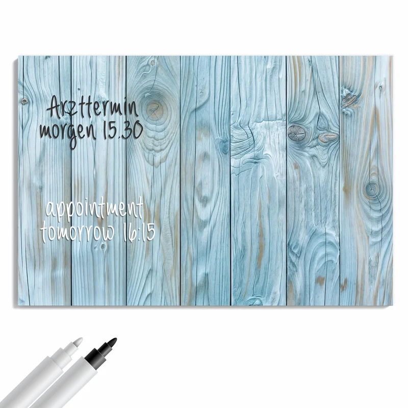 Metall Magnettafel - Hellblaue Holzbretter