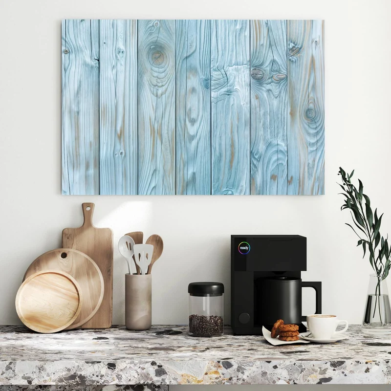 Metall Magnettafel - Hellblaue Holzbretter