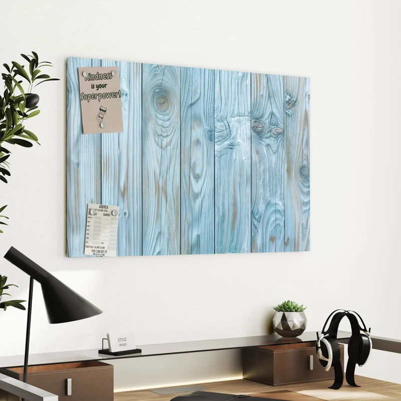 Metall Magnettafel - Hellblaue Holzbretter