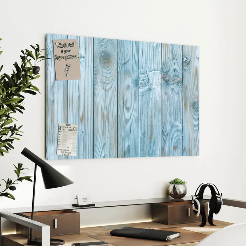 Metall Magnettafel - Hellblaue Holzbretter