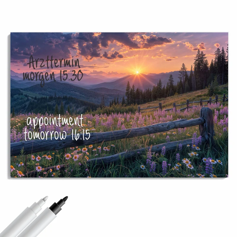 Metall Magnettafel - Lila Blüten am Zaun