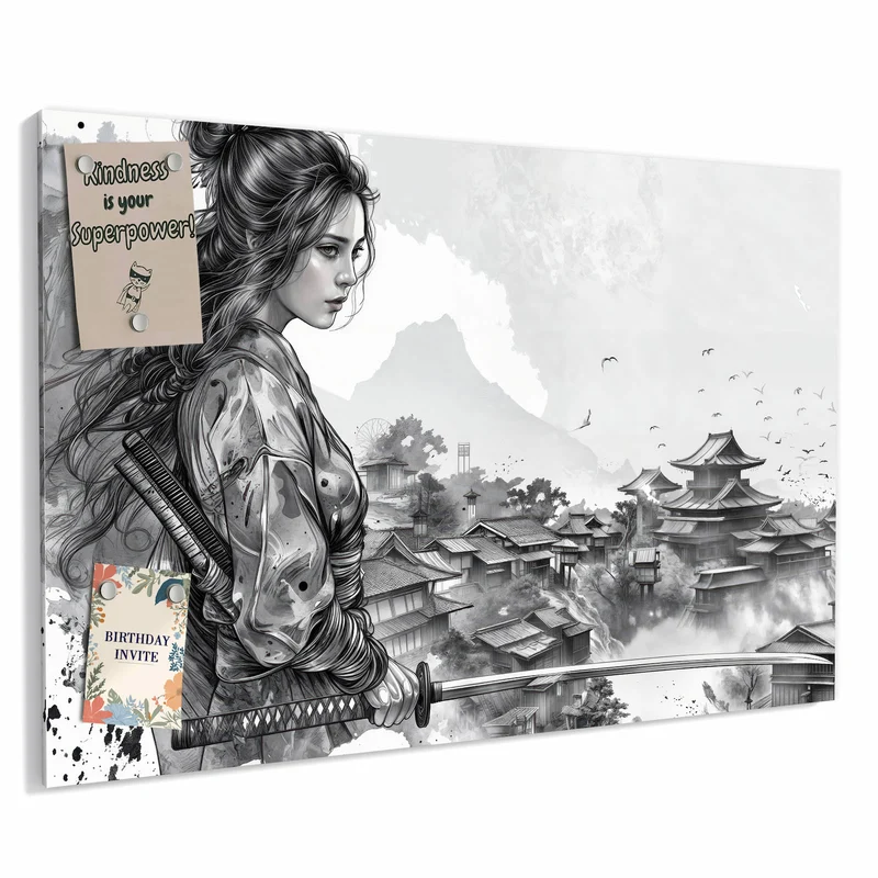 Metall Magnettafel - Samurai Kriegerin