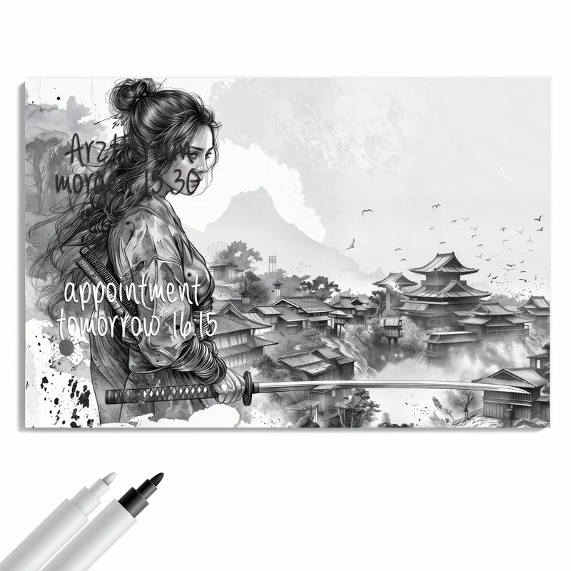 Metall Magnettafel - Samurai Kriegerin