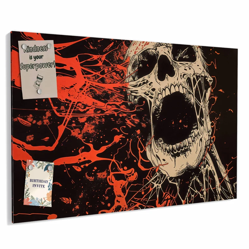 Metall Magnettafel - Schreiender Schädel