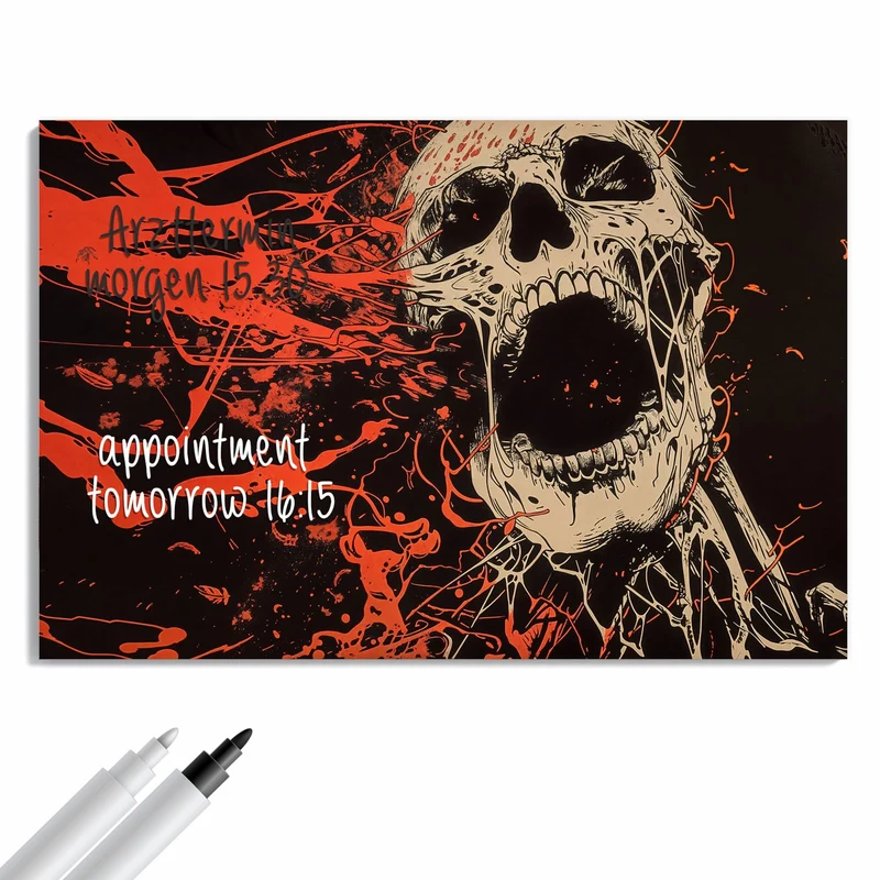 Metall Magnettafel - Schreiender Schädel