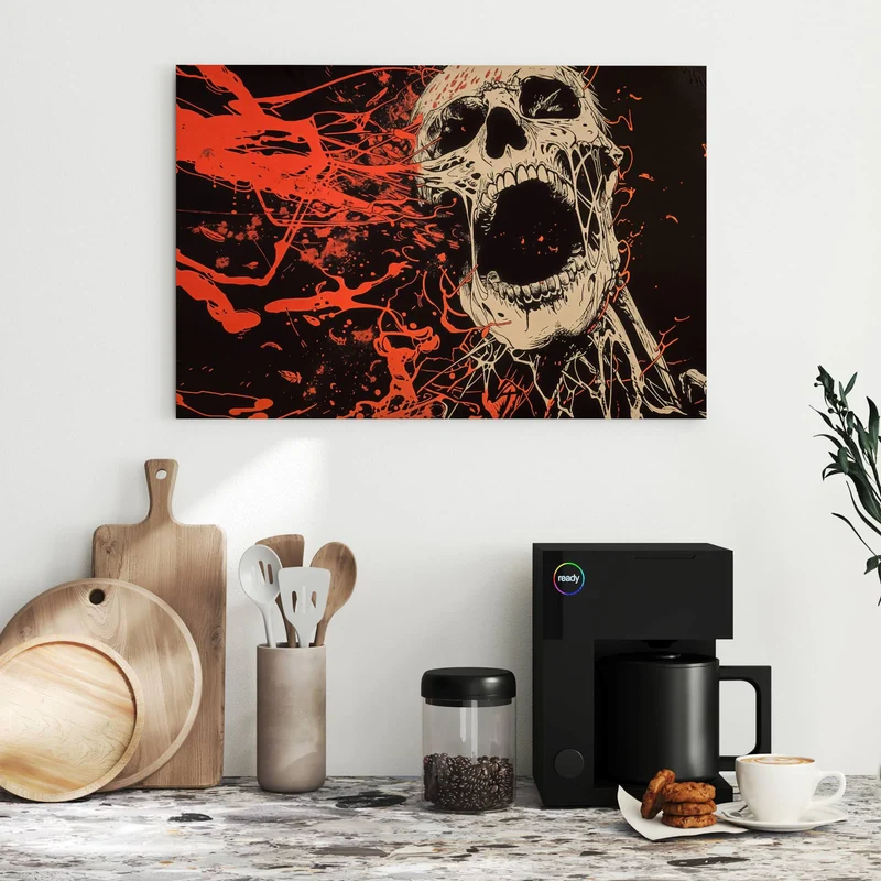 Metall Magnettafel - Schreiender Schädel