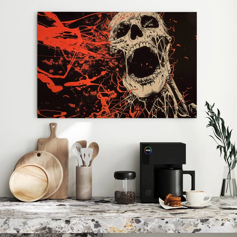 Metall Magnettafel - Schreiender Schädel