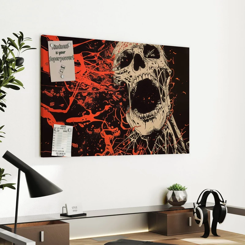 Metall Magnettafel - Schreiender Schädel