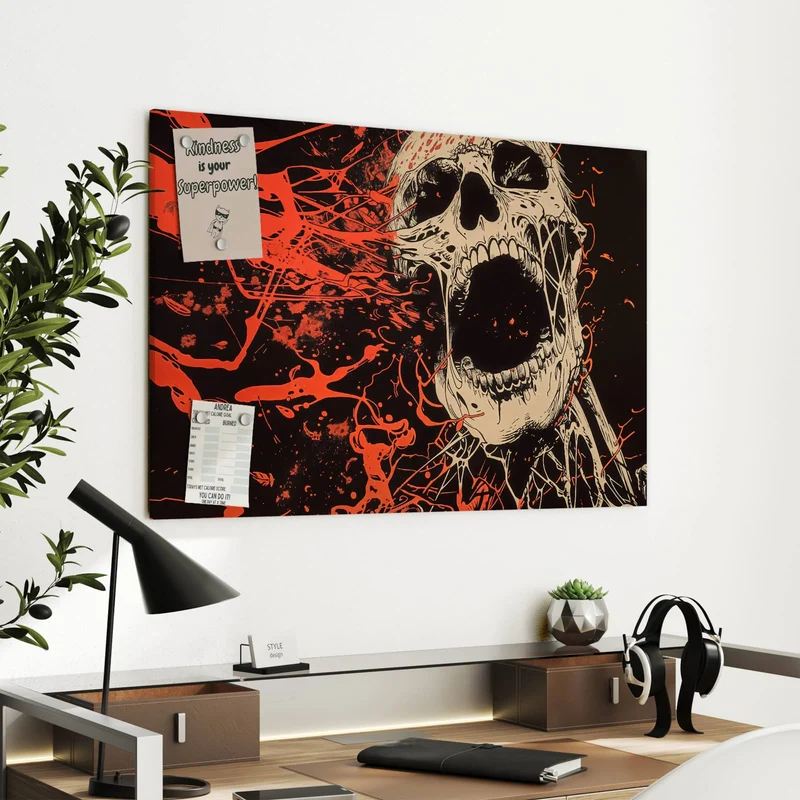 Metall Magnettafel - Schreiender Schädel