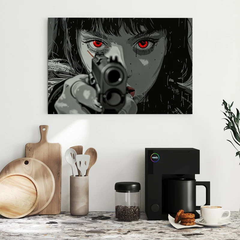 Metall Magnettafel - Comicfrau in Grautönen