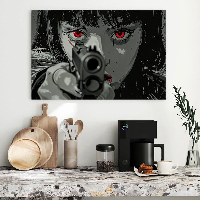 Metall Magnettafel - Comicfrau in Grautönen