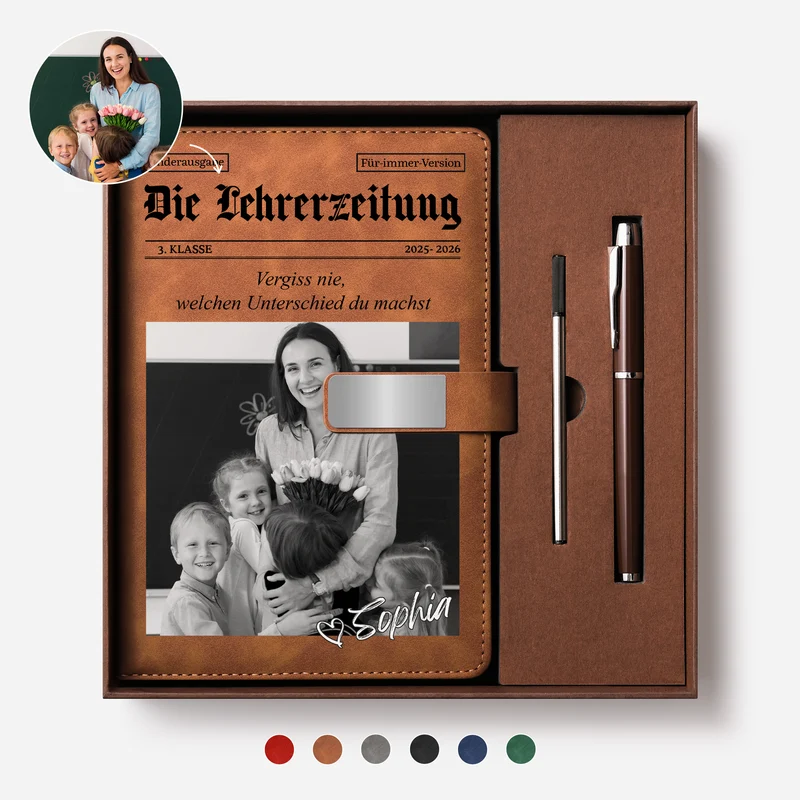 Die Lehrerzeitung - Personalisierte Geschenke Foto | Notizbuch Mit Stift