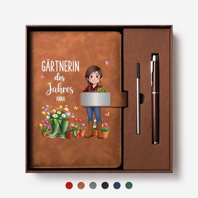 Gärtner Des Jahres - Personalisiertes Geschenk Garten | Notizbuch Mit Stift