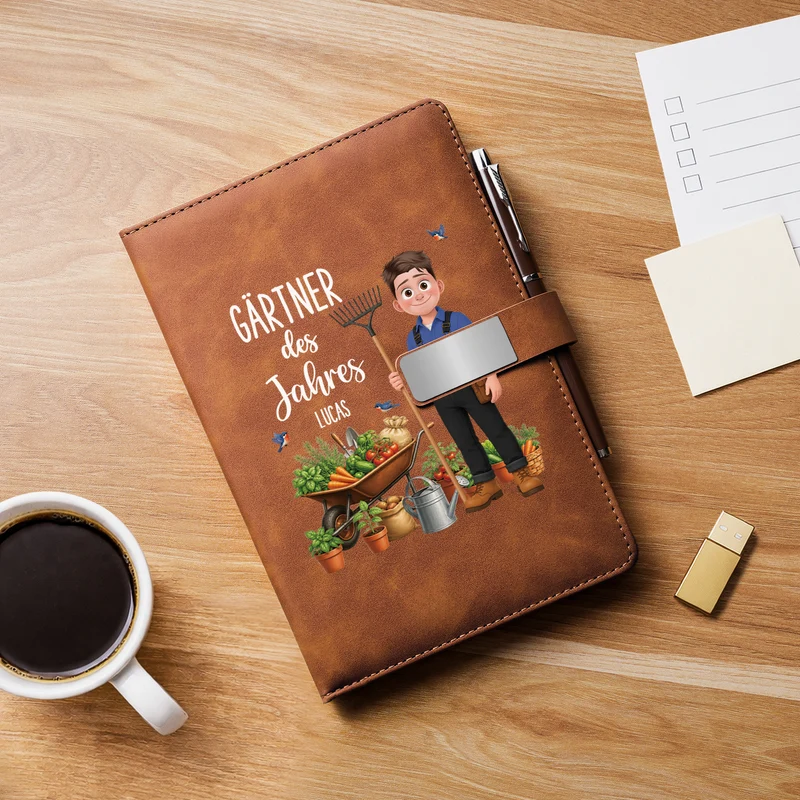 Gärtner Des Jahres - Personalisiertes Geschenk Garten | Notizbuch Mit Stift