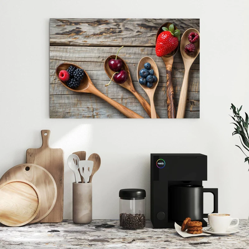 Metall Magnettafel - Holzlöffel mit Beeren