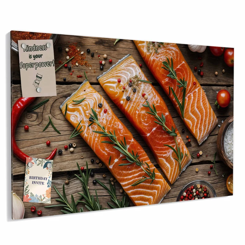 Metall Magnettafel - Lachsfilets