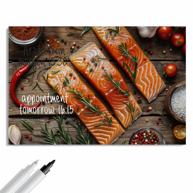 Metall Magnettafel - Lachsfilets