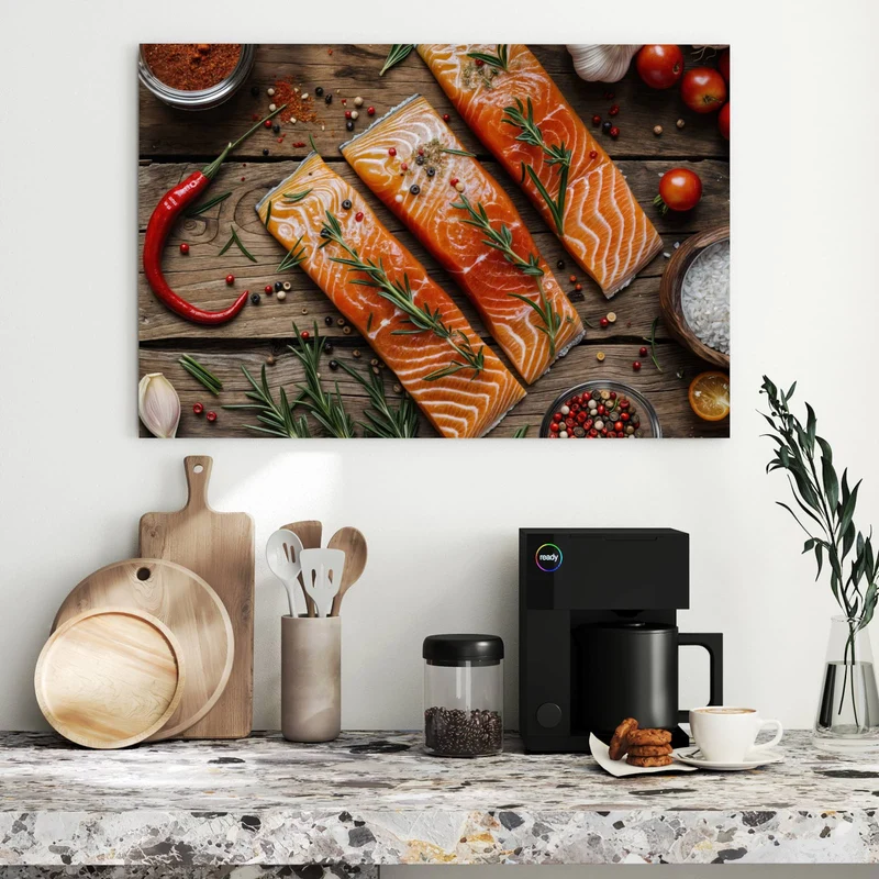 Metall Magnettafel - Lachsfilets