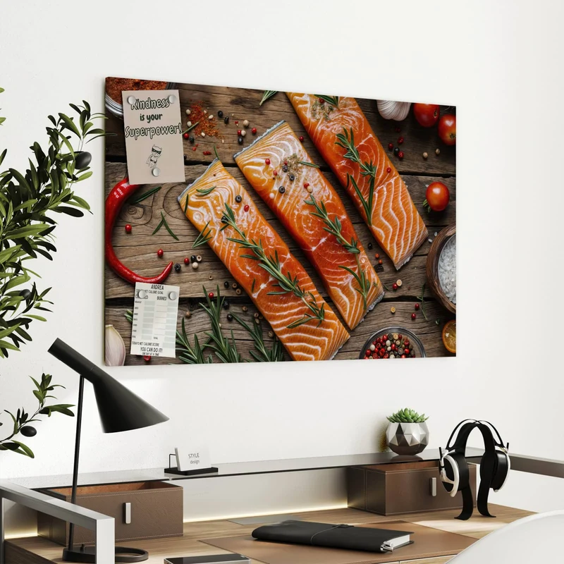 Metall Magnettafel - Lachsfilets