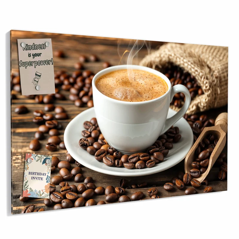 Metall Magnettafel - Kaffee mit Holzschaufel