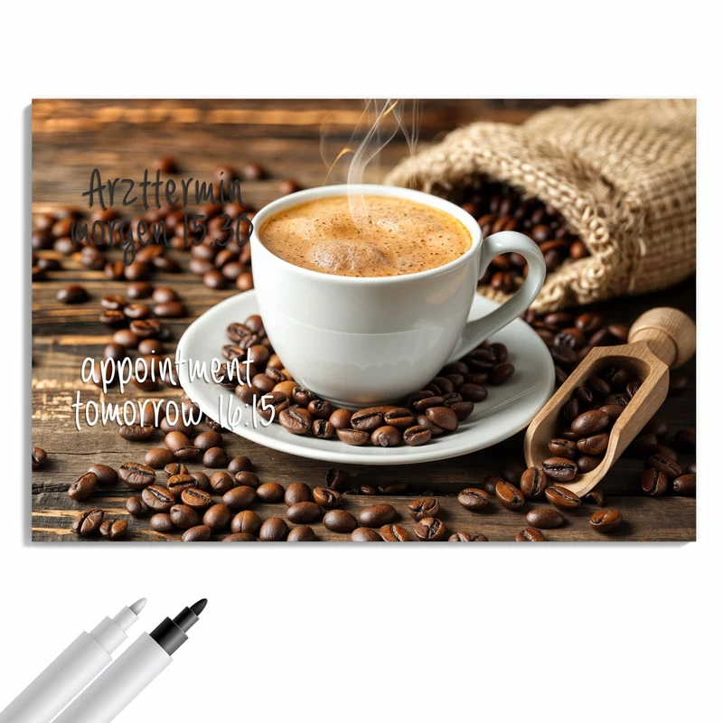 Metall Magnettafel - Kaffee mit Holzschaufel
