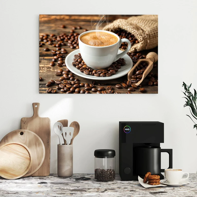 Metall Magnettafel - Kaffee mit Holzschaufel