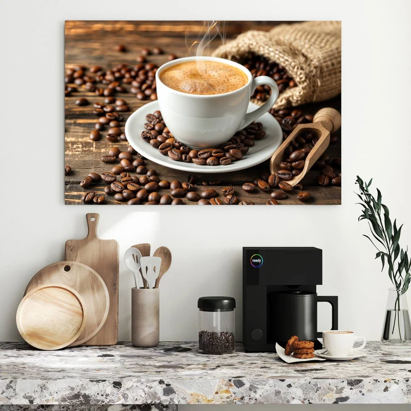 Metall Magnettafel - Kaffee mit Holzschaufel